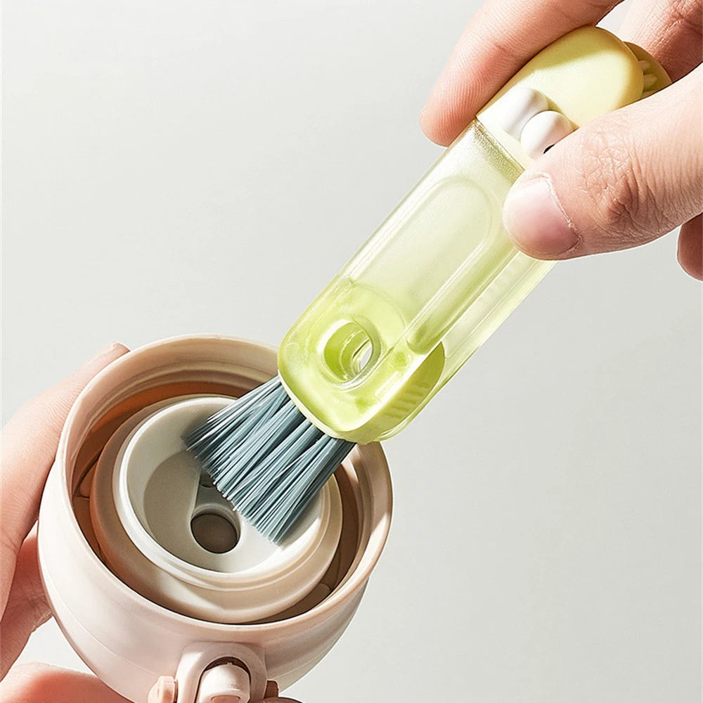 Crevice Cleaning Brush 4 In 1 Crevice Brush Detail Brush Green Orange Houseware Lid Brush Nylon Brush Rotate Switch Brush Blue