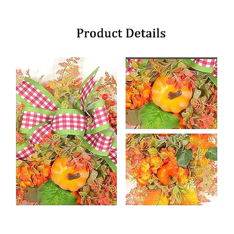 Fall Harvest For Front Door,Fall Wreath,Artificial Fall Harvest Teardrop,Thanksgiving Decorative Swags,Autumn Fall Decor