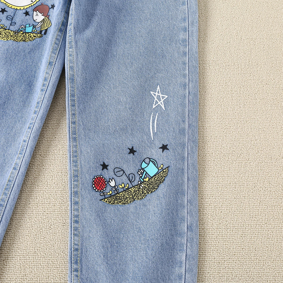 Cute Baby Kids Jeans for Girls Denim Pants Straight Spring Autumn Clothing Teenagers Children's Long Trousers 6 8 10 12 13 Years