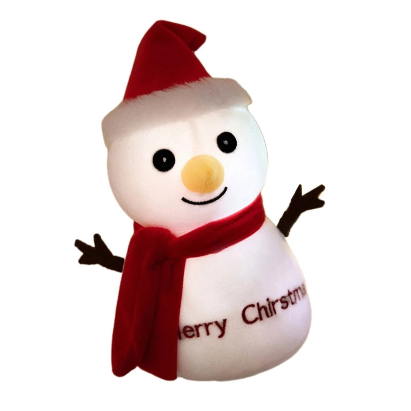 Light Up Santa Plush Toy Cartoon Christmas Snowman for Festival Holiday Sofa Decors Collectible Figure Party Props