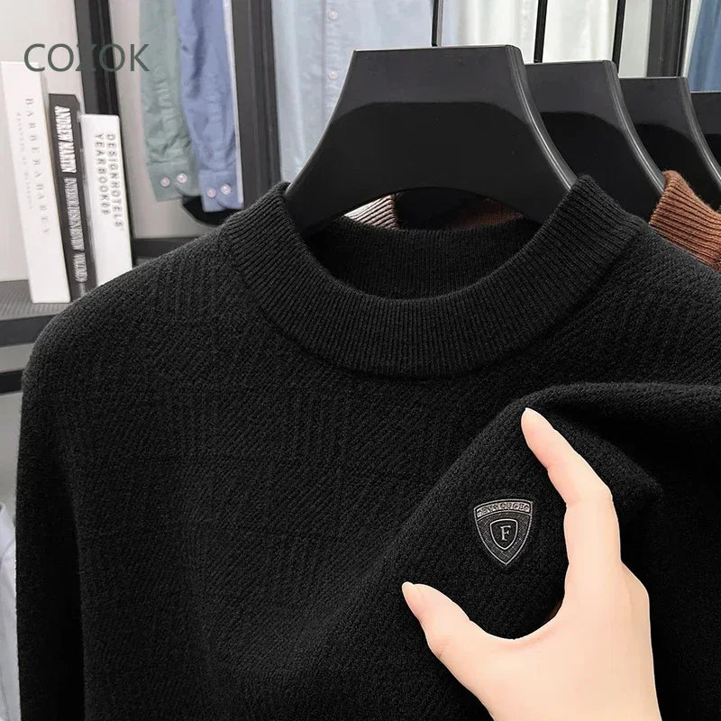 COZOK Men `s Sweater Knit Mens Crew Neck Long Sleeve One-piece Fleece Designer Clothes Mens Clothing 2024 Men's Winter Jacket