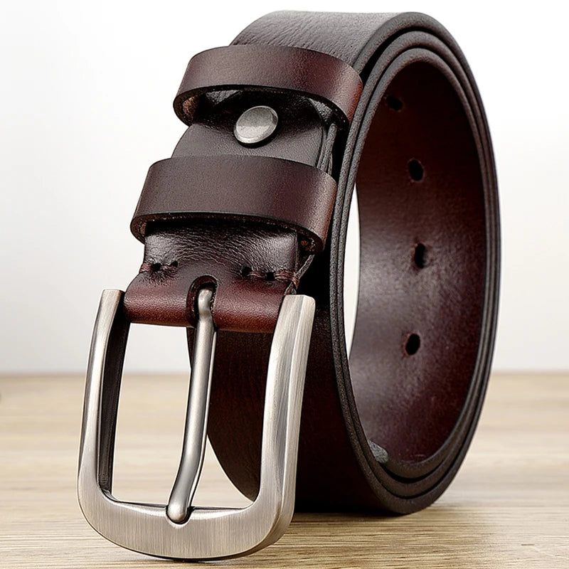 Top layer cowhide belt, men's genuine leather needle buckle belt, men's Korean version trendy pants belt,  designer belt