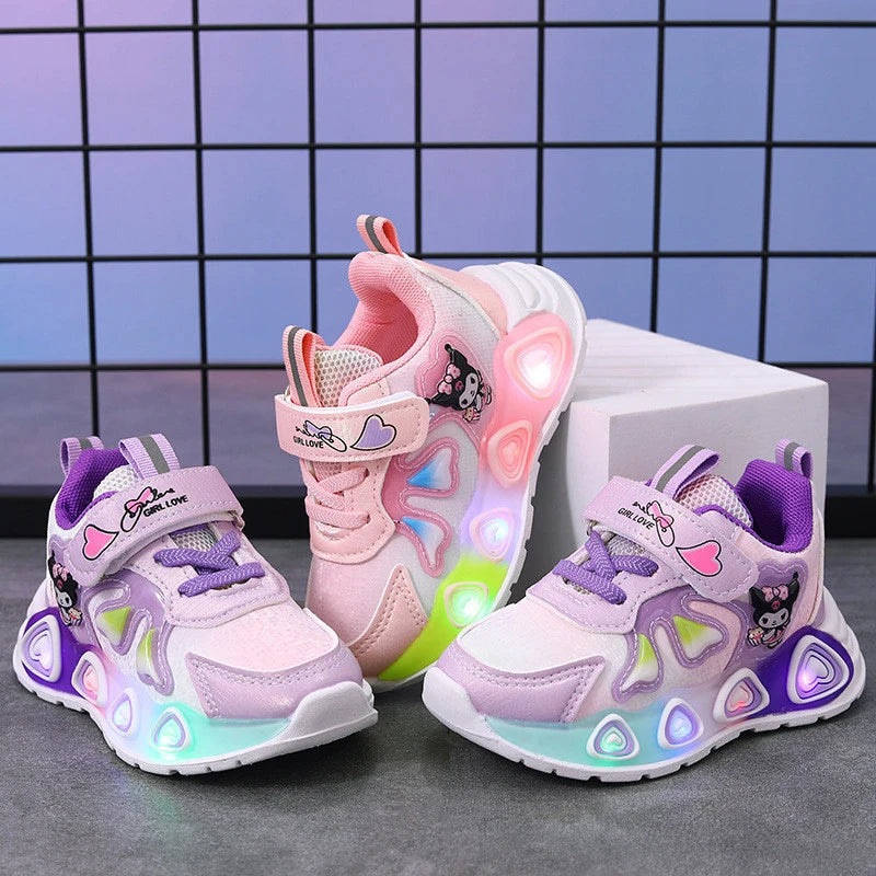 Sanrio GirlsBoys Mesh Breathable Sport Shoes Summer New LED Children's Sneakers Kids Casual Shoes Light Shoes