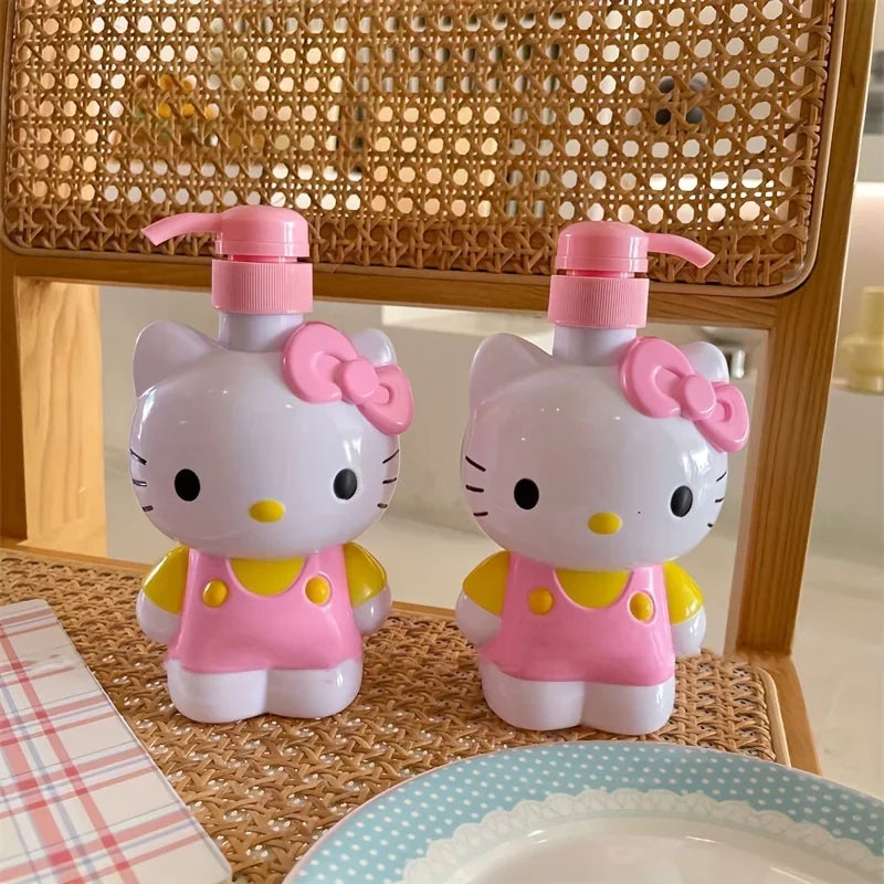 Cartoon Sanrio Hello Kitty Soap Bottle Kt Model Shower Gel Refill Press Bottle Cartoon Children's Hand Sanitizer Press Bottle