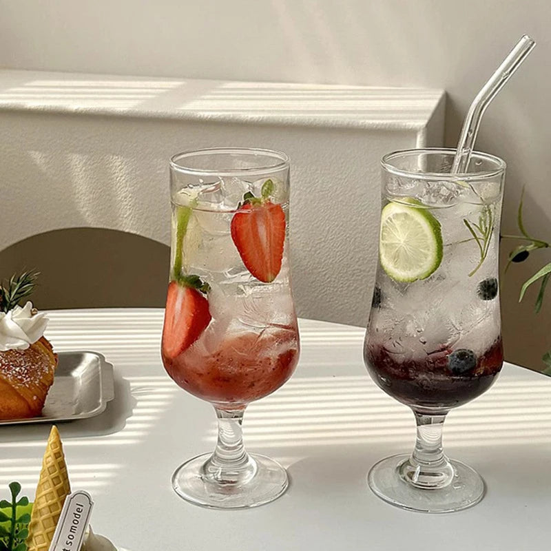 380ml Drinking Cups Transparent Red Wine Cup Creative Cocktail Cup Short-footed Juice Cold Drink Glass Cocktail Glasses Dinkware