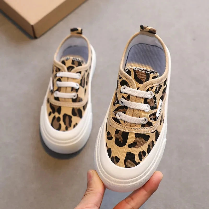 Fashion Canvas Leopard Sneakers for Children Girls Boy Flat Running Shoes Summer Platform Loafers Children's Espadrille Shoes