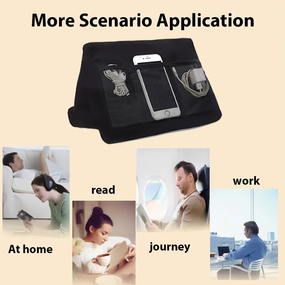 Soft Tablet Pillow Holder with Cable Pocket Pad Tablet Bracket Dock for Lap Bed and Desk for iPad Phone Kindle Reading Stand