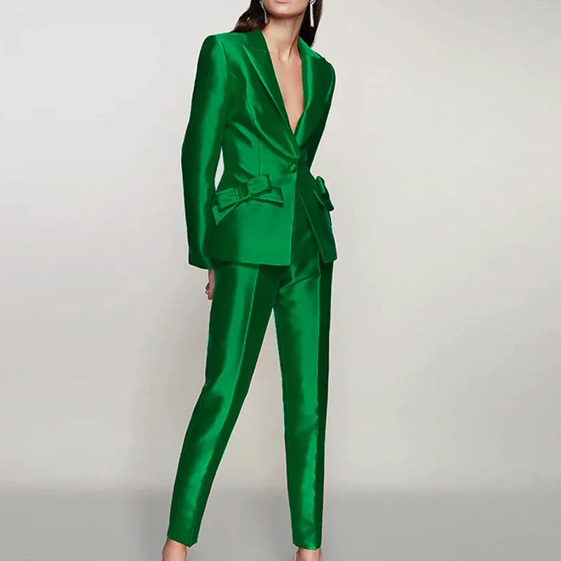 Commute Casual Wear 2-Piece Set Women Temperament Fashion High-End Lapel Straight Pants Suit Office Lady Slim Striped All Match