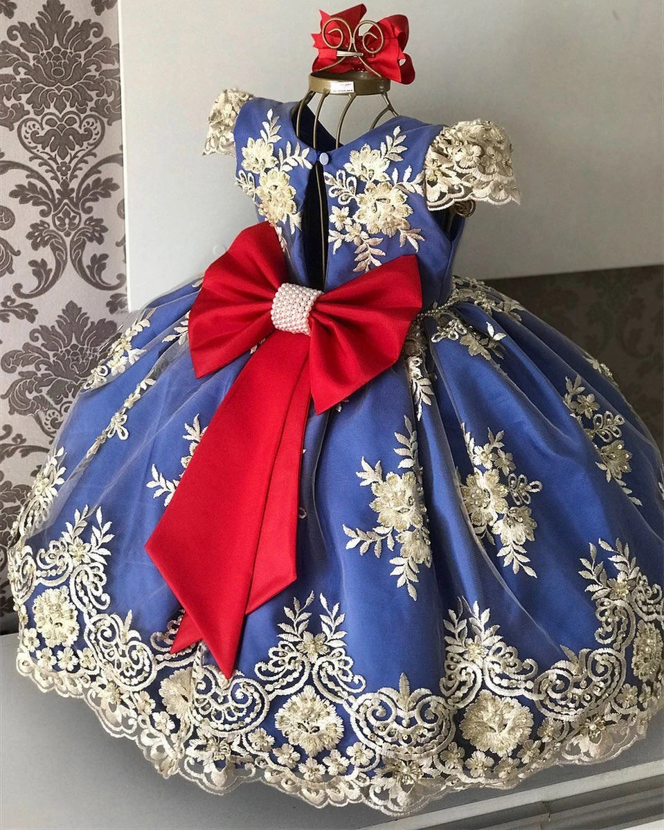 Elegant Girls Retro Court Dress Kids Dresses For Girls Clothes Children Costume Embroidery Princess Party Dress Girl Flower Gown