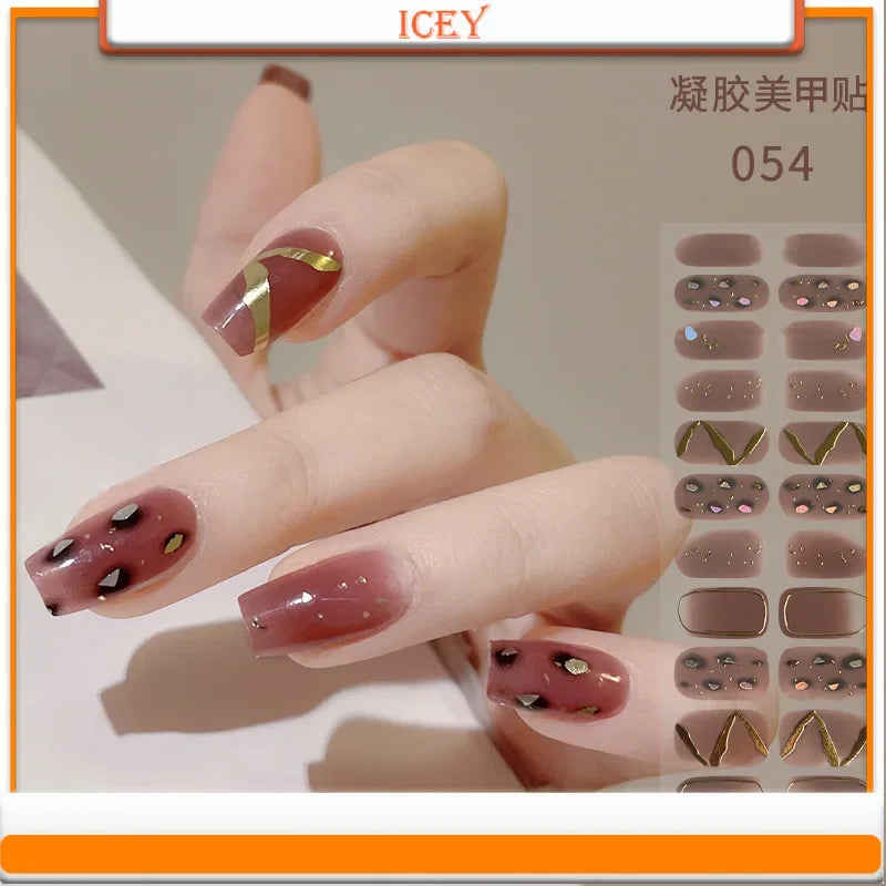 Icey Beauty 1set Gel Nail Enhancement Paste Ins Style Laser Gilding Nail Sticker