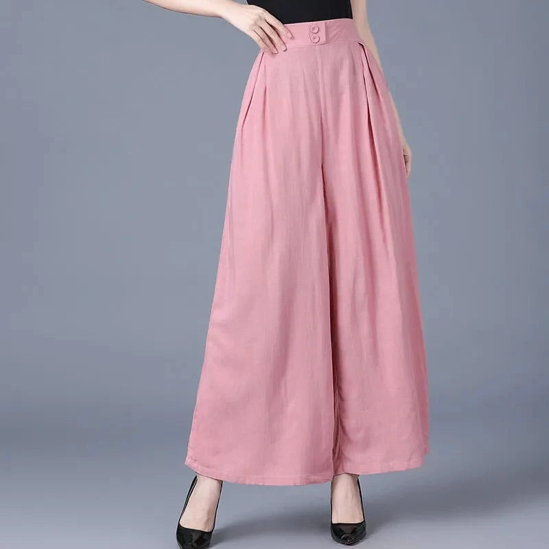 High Waist Loose Wide Leg Pants For Women Spring Autumn New Female Dress Pant Summer Ladies Casual Long Cotton Linen Trousers