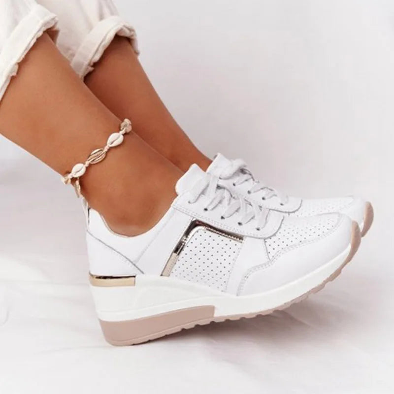 2023 Fashion Women Sneakers Ladies Lace-Up Wedge Sports Shoes Vulcanized Shoes Casual High Quallity Comfy Female Running Shoes