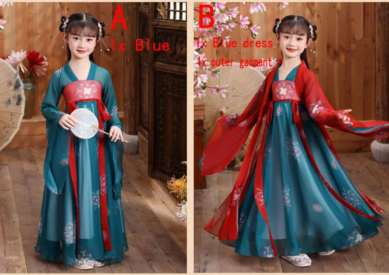 New Retro Chinese Hanfu Dress Imitation Chinese Tang Dynasty Girls Dress