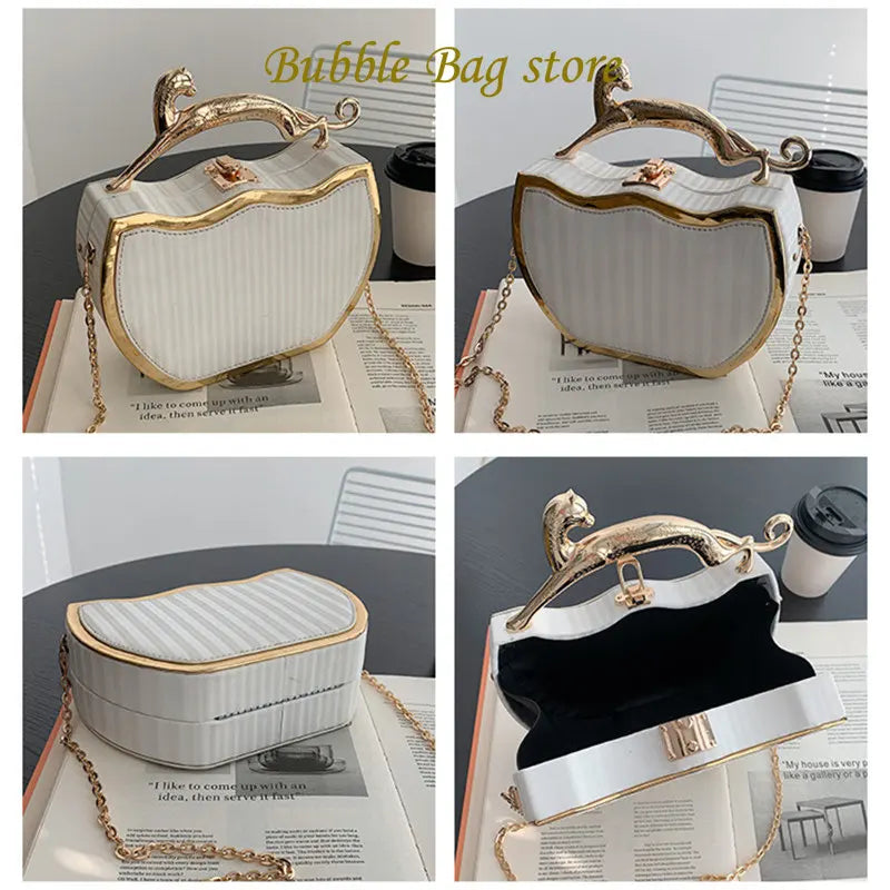 Female Luxury Designer Stripe Printed Women's Handbag Fashion Chain Crossbody Bag Box Tote 2024 Summer New Ladies Shoulder Purse