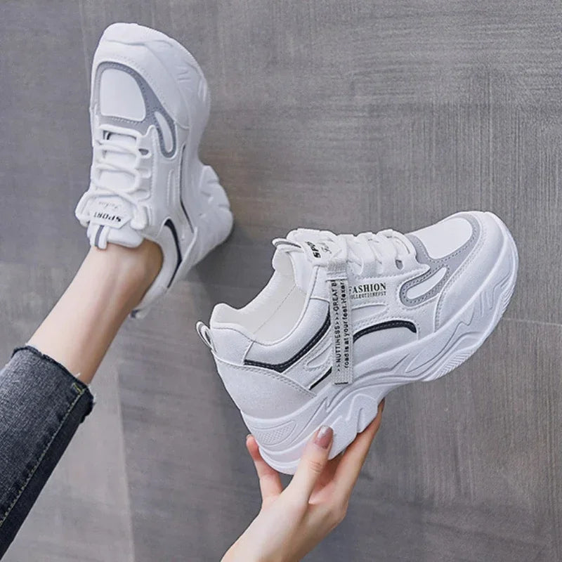 Inner Height Sneakers Women White Shoes Sports Casual Running Trainers Ladies Hidden Heel Athletic Shoe Zapatillas De Deporte