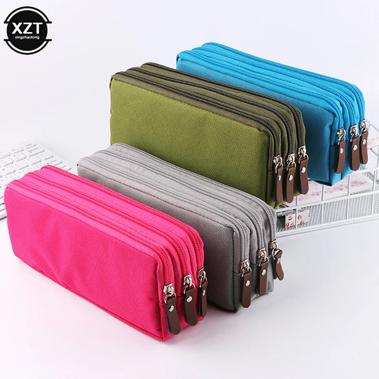 3 Zippers Pencil Case School Stationery Supplies Korean Style Stationery Large Capacity Pencil Pouch Estuche Kalemlik Pencilcase