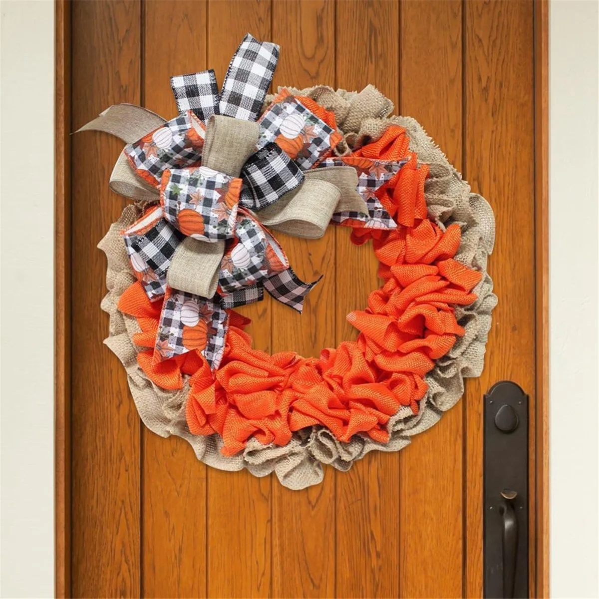 Fall Burlap Wreath Autumn Wreaths for Front Door Farmhouse,Thanksgiving Pumpkin Wreath with Bows Decor