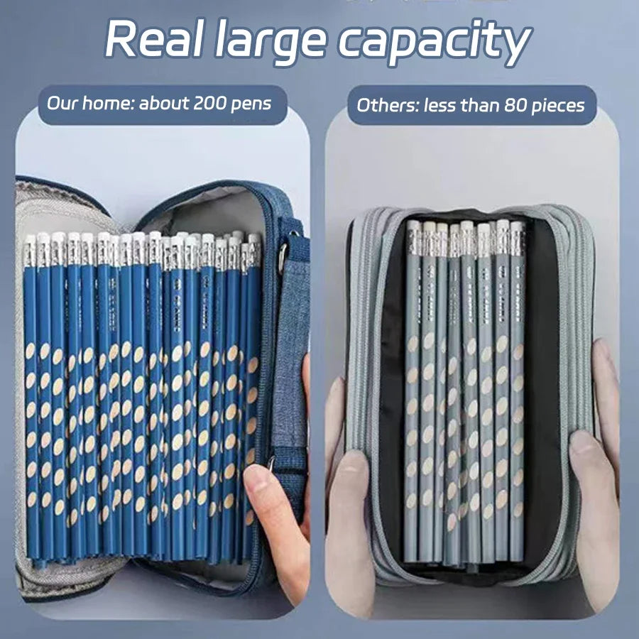 Portable Large Capacity Pencil Case Upper Pen Box Multifunctional Stationery Bag Boy Back to School Office Supplies Stationery