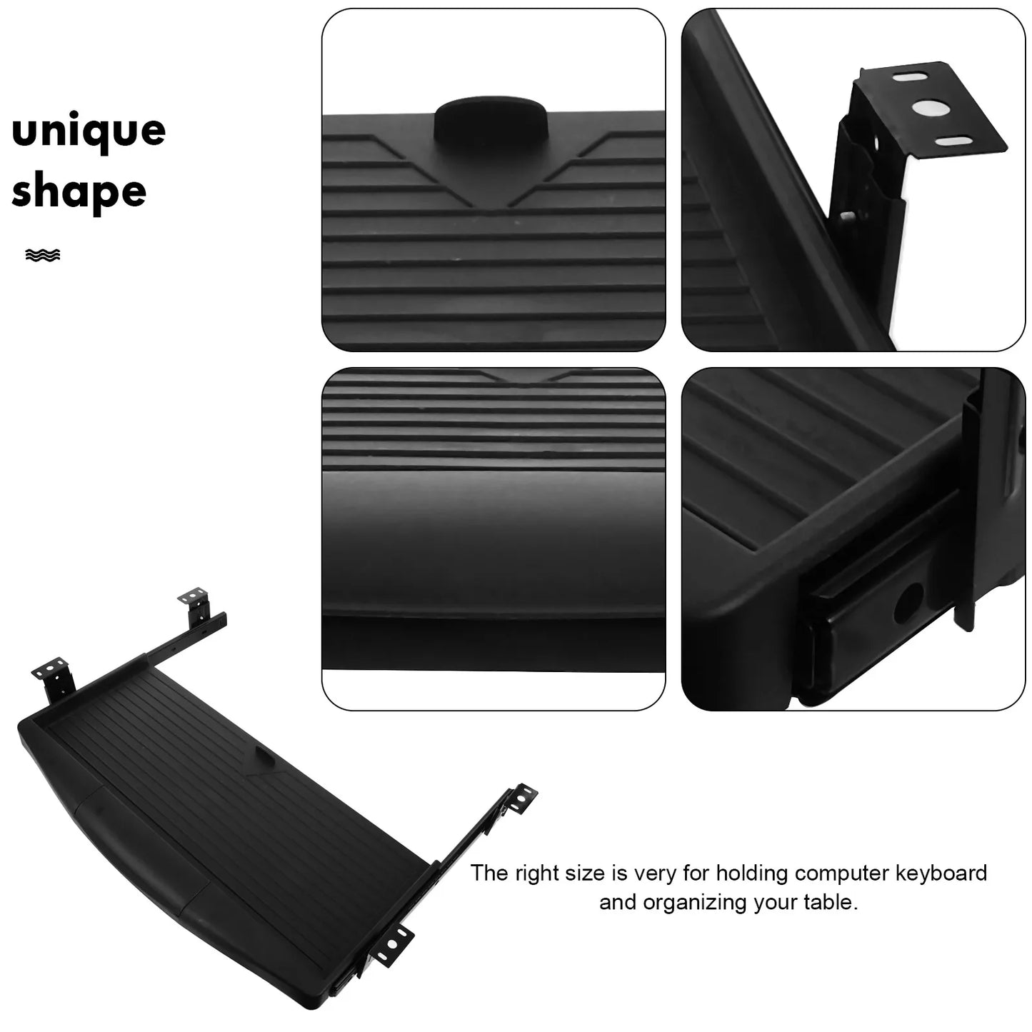 Slide Computer Keyboard Adjustable Stand Office Mouse Platform Tray Drawer with Pen Box Rotating Position under Desk Pull Out