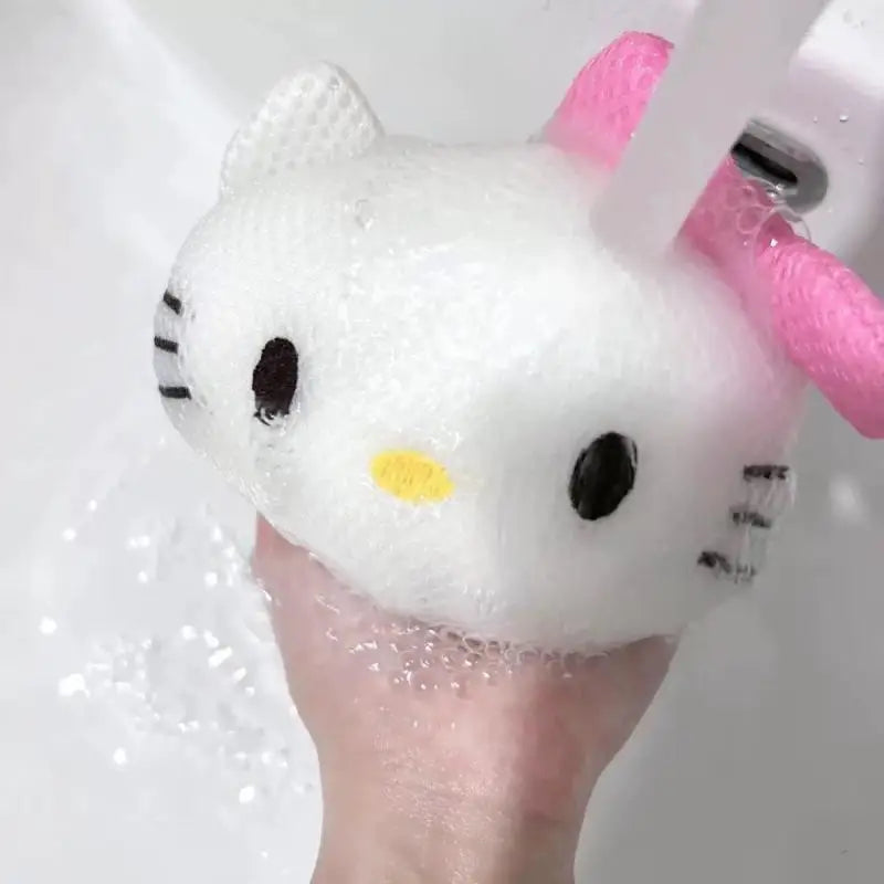 Cute Sanrio Anime Soft Bath Poufs Cartoon Hello Kitty Bath Sponges Shower Ball Scrubber Bathroom Exfoliating Brush Bubble