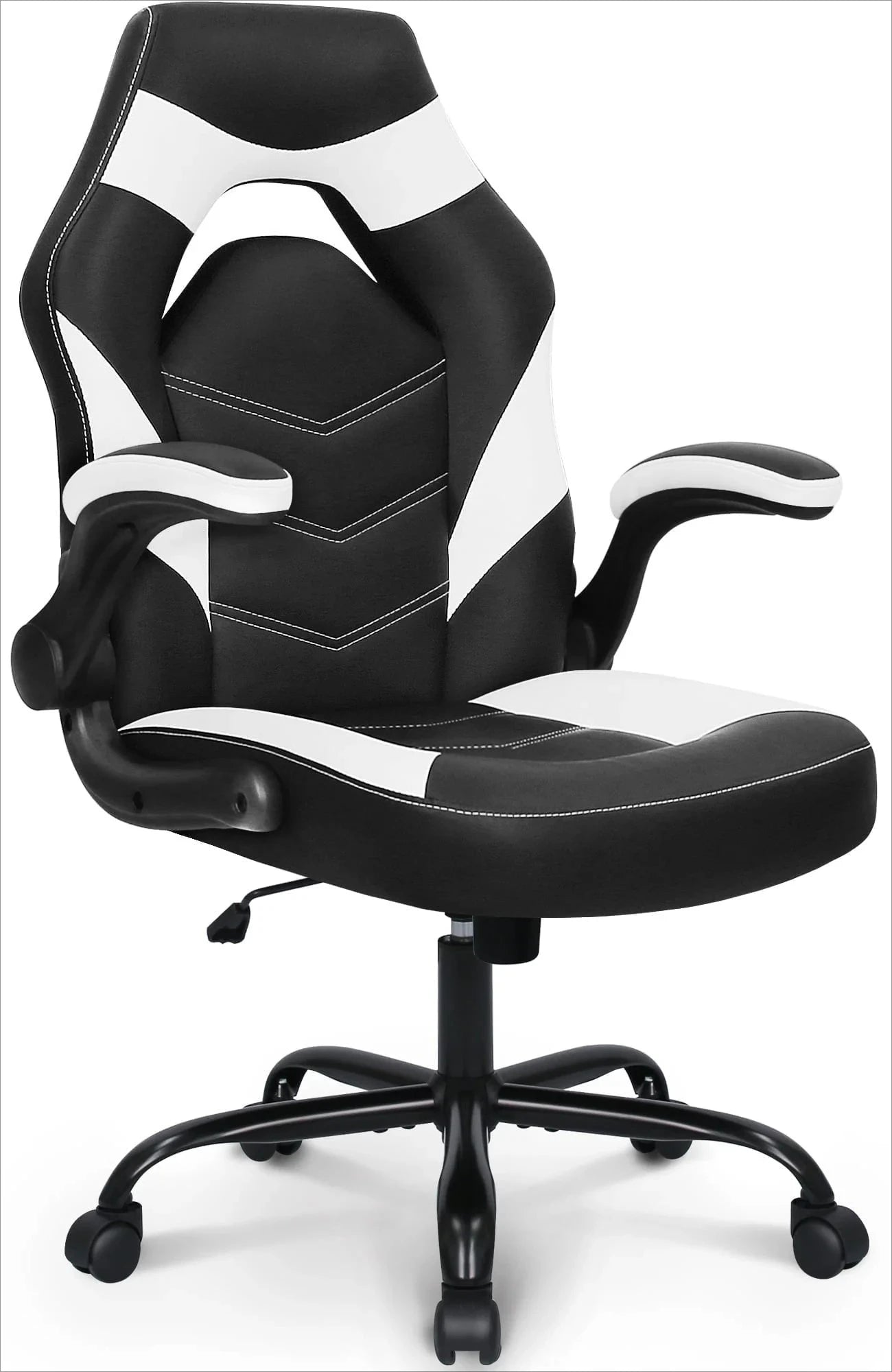 N-GEN Comfortable Flip-Up Armrest Faux Leather Gaming Chair with Swivel Wheels Adjustable
