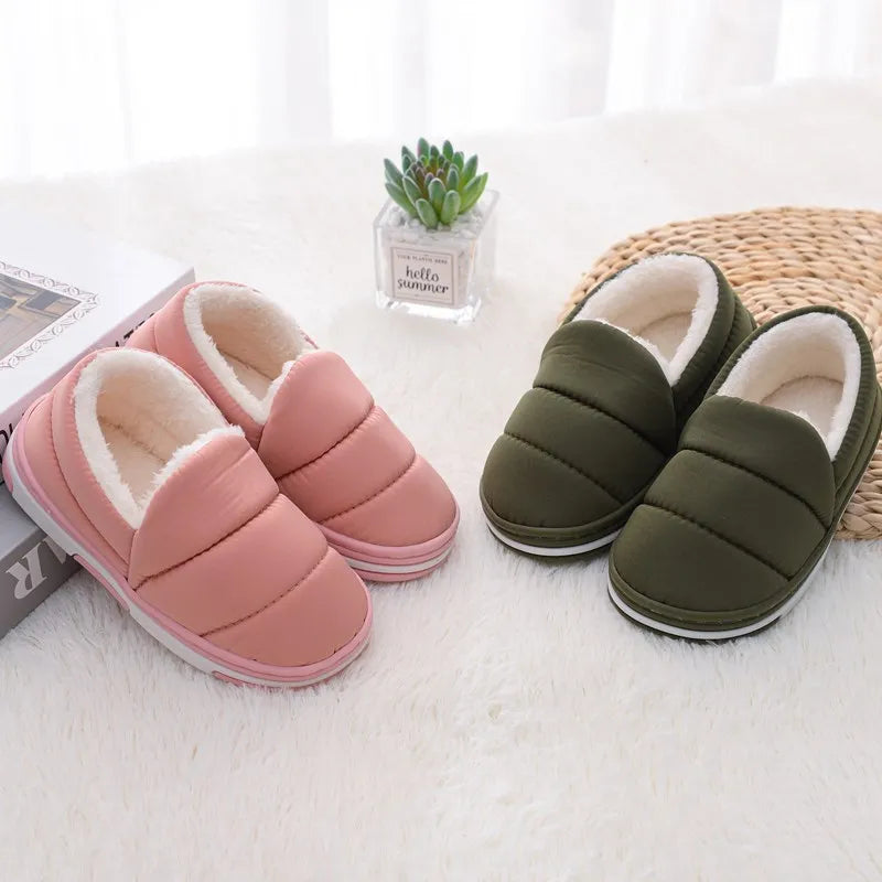 Children Cotton Shoes Kids Home Slippers Boys And Girls Baby Cute Rabbit Ears Plush Ball Thickening Warm Indoor Shoes