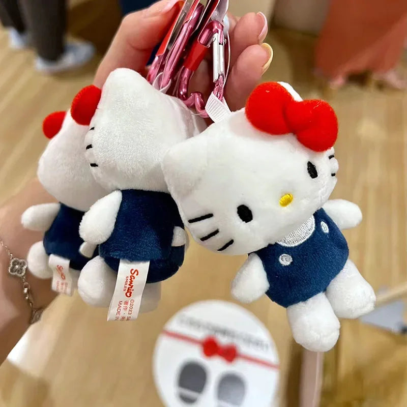 Cute Sanrio Hello Kitty Plush Doll Cartoon Schoolbag Decoration Fashion Bag Pendant Love Buckle Keychain Hook  Holiday Gifts