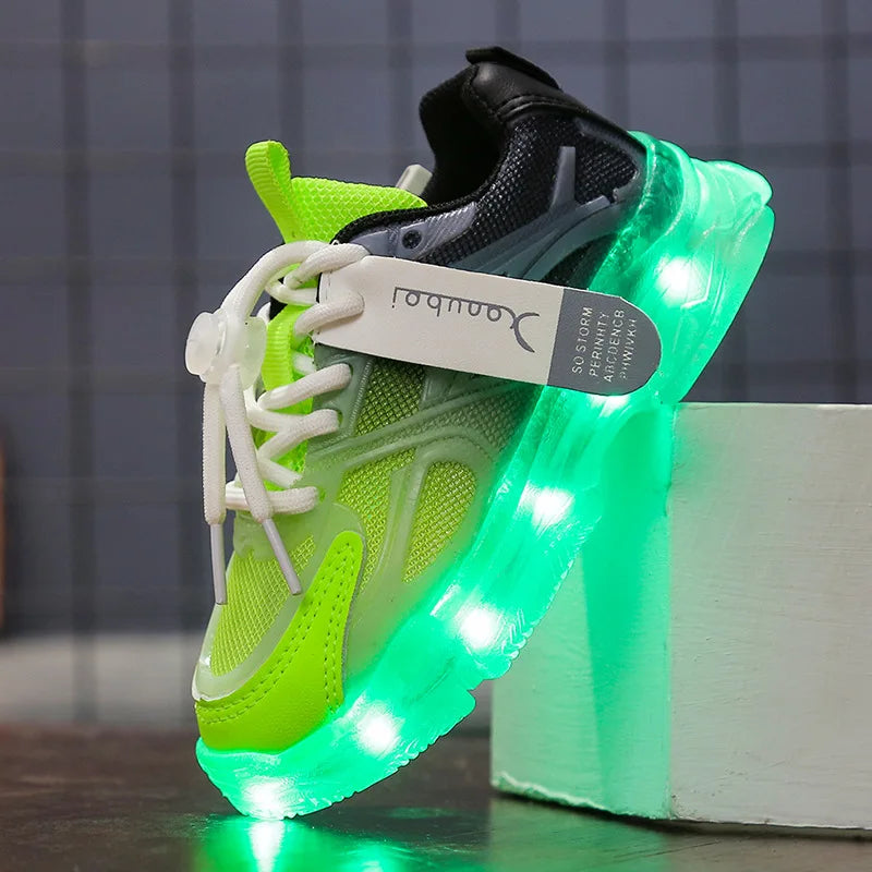 USB charge Kids Sneakers Light Up Casual Running Shoes Boys Girls Walking Sports Shoes LED Flashing Breathable Luminous Shoes