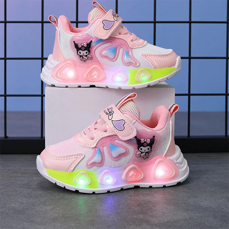 Sanrio GirlsBoys Mesh Breathable Sport Shoes Summer New LED Children's Sneakers Kids Casual Shoes Light Shoes