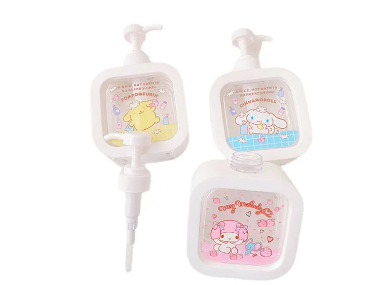 Sanrio Bathroom Soap Dispensers Refillable Lotion Shampoo Shower Gel Holder Portable Travel Dispenser Empty Bath Pump Bottle