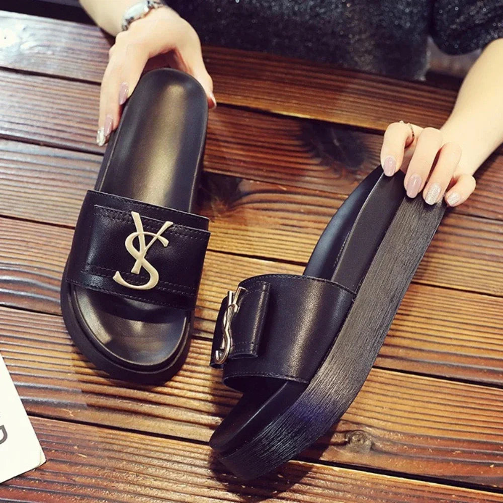 Slippers Summer Shoes Women Platform Design Slides Fashion Letters Ladies Shoes Casual Slipper Outside Non-slip Slippers Sandals