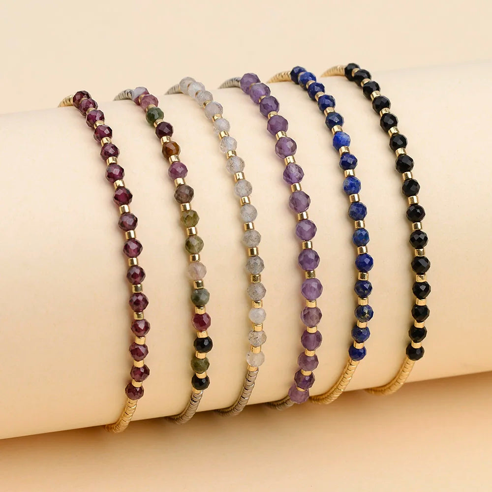 Natural amethyst garnet tourmaline Black spinel Flash stone semi-gemstone bracelet Birthday Healing Stone Lady bracelet gift