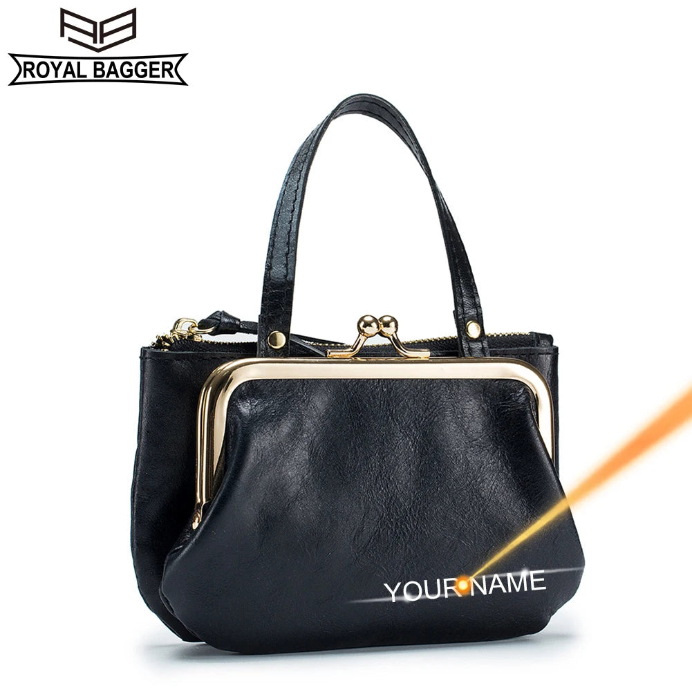 Royal Bagger Coin Purse for Women Genuine Cow Leather Ladies Vintage Shoulder Bag Large Capacity Handbag Clutch Purse 2007