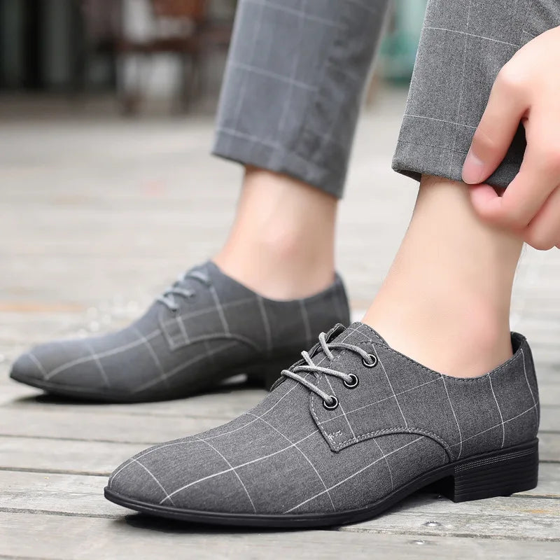 Mens Dress Shoes Summer New Men's Plus Size Casual Shoes Breathable Pointed Toe Old Beijing Cloth Shoes Canvas Leather Shoes