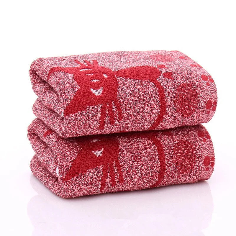 High Quality Cute Cat Soft Towels 25x50cm Child Towel Water Absorbing for Home Bathing Shower