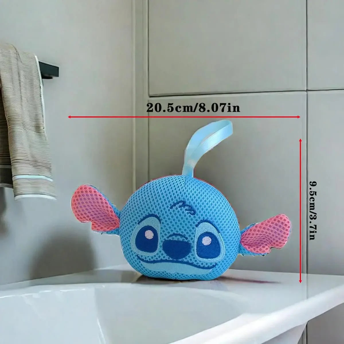 Cut Disney Stitchman Shower Ball Cartoon Cute Alien 3D Shower Flower Bathroom Children's Soft Foam Hanging Rope Bath Ball