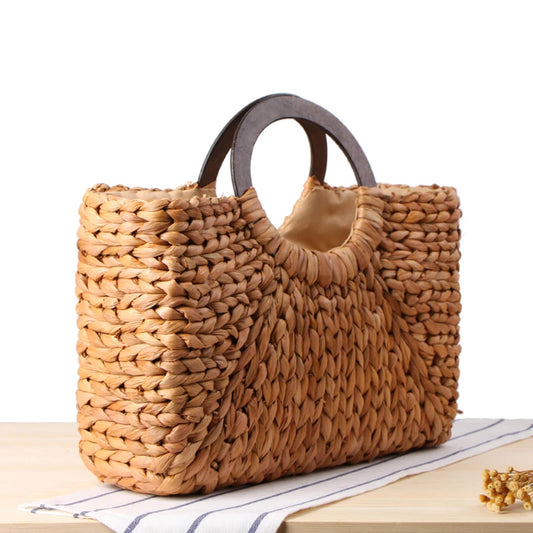 Summer Beach Bag Handmade Rattan Straw Ladies Handbag Simple Straw Women's Large Capacity Tote Bags Women Travel Purses Sac