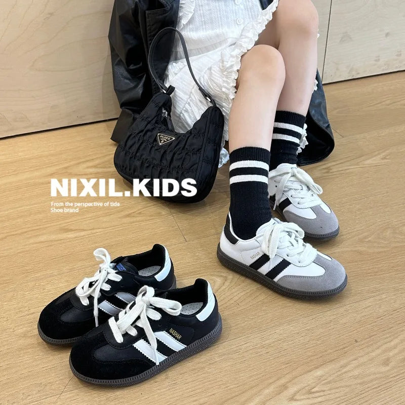 Spring Autumn Children Sport Training Shoes Boys Girls Moral Training Fashion Sneakers Kids Soft Soled Casual Shoes Skate Shoes