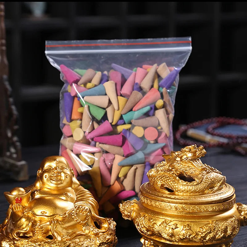 60pcs Mixed Cones Incense Aromatherapy Waterfall Smoke Backflow Natural Sandalwood Granules Yoga Anxiety Relief Fragrance Scents