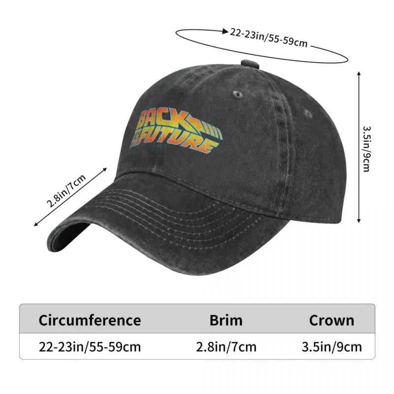 Back To The Future Denim Baseball Cap Popular Logo Unisex-Teens Custom DIY Trucker Hat Outdoor Gym Breathable Baseball Caps