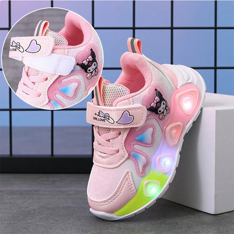 Sanrio GirlsBoys Mesh Breathable Sport Shoes Summer New LED Children's Sneakers Kids Casual Shoes Light Shoes