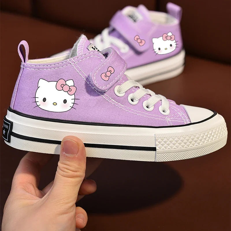 Sanrio Kawaii Hello Kitty Girls' Canvas Shoes Anime Cartoon Lovely Fashionable Exquisite Versatile Leisure Children's Sneakers