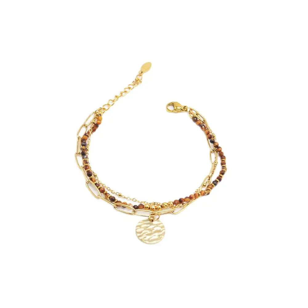 Bohemian Natural Stone Layered Bracelet for Women Gold Plated Stainless Steel Chain Bracelet Men Ladies Fashion jewelry Gifts