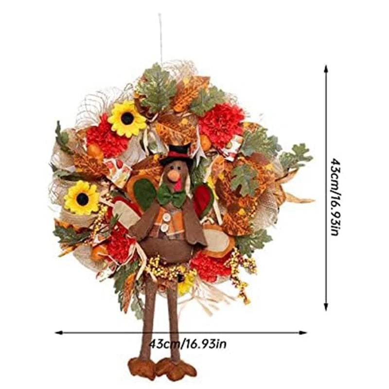 Fall Thanksgiving Wreath Maple Leaves Garland Wall Hanging Decor For Front Door Fall Artificial Wreath