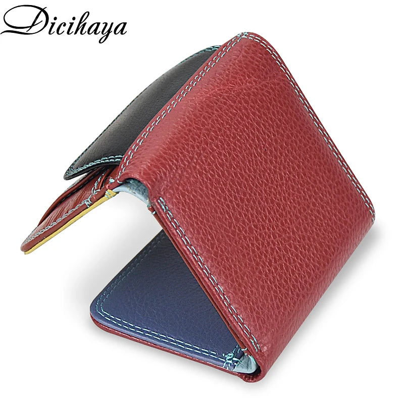 Genuine Leather Women Wallet Coin Purse Small Mini Card Holder Patchwork PORTFOLIO Portomonee Lady Walet Pocket Cute Purse