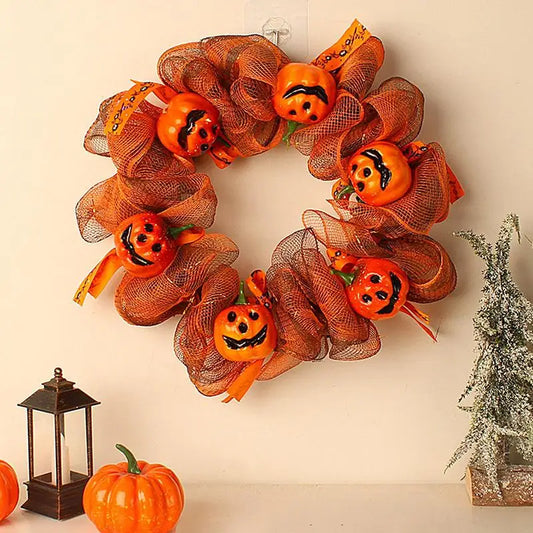 Fall Door Pumpkin Wreath Autumn Halloween Decor Garland Autumn Pumpkin Wreaths Christmas Party Door Wreath