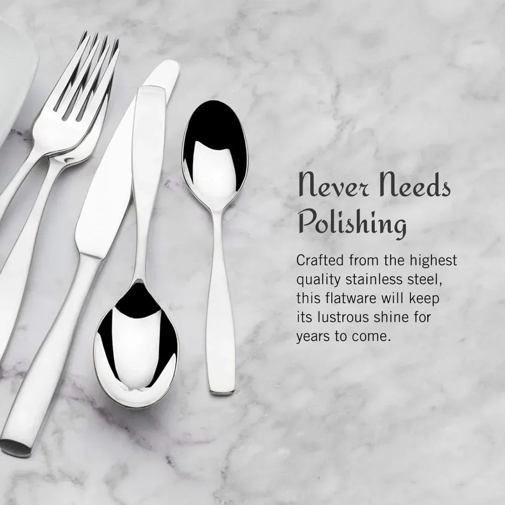 Flatware Service for 12, 65 Piece Set, 18/10 Stainless Steel, Silverware Set