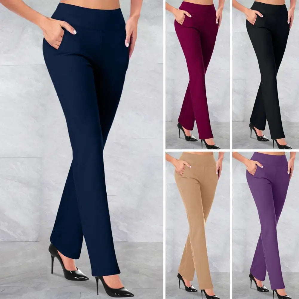 High Waist Work Pants Ladies Casual Workout Leggings Straight Pants Women's Trousers Spring Summer Commuter Dress Trousers