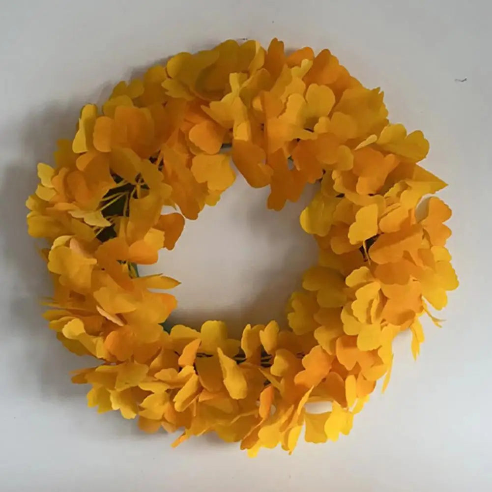 Fine Workmanship Garland Reusable Fall Ginkgo Leaf Wreath for Indoor Outdoor Decoration Yellow Leaves Garland for Window Front