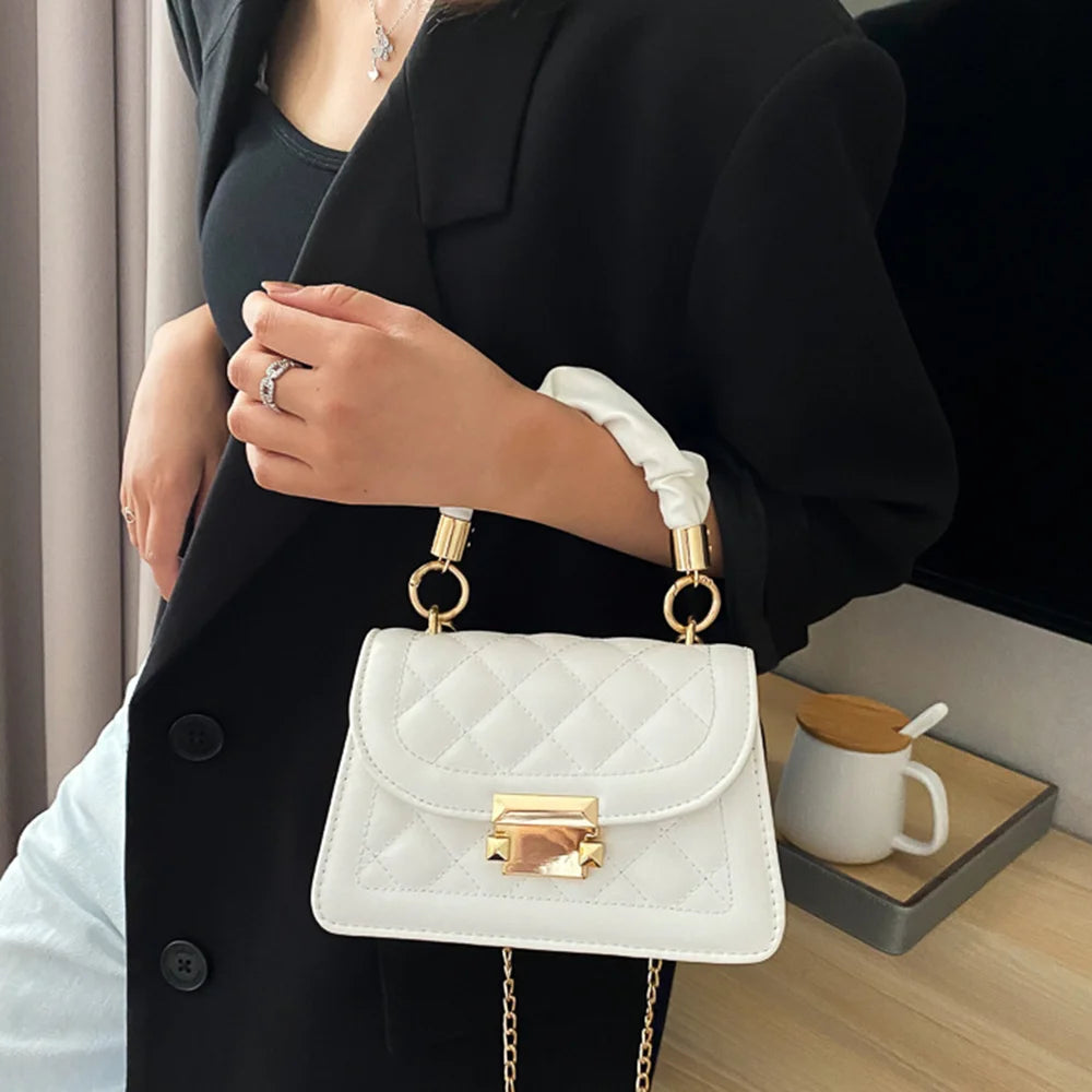 Women's Fashion Messenger Shoulder Bag Kroean Designer Rhombus Crossbody Tote High Quality Ladies Chain Vintage Luxury Handbag